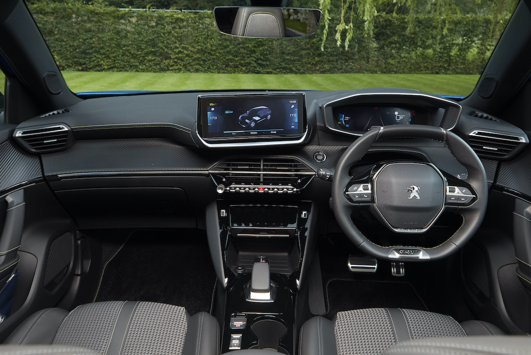 Peugeot E2008 electric car interior dashboard and display